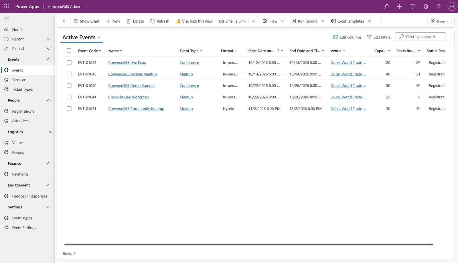 Convene365’s event management workspace